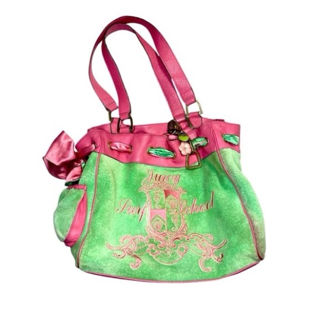 ISOOO Juicy Couture Pink and Green Shoulder Bag